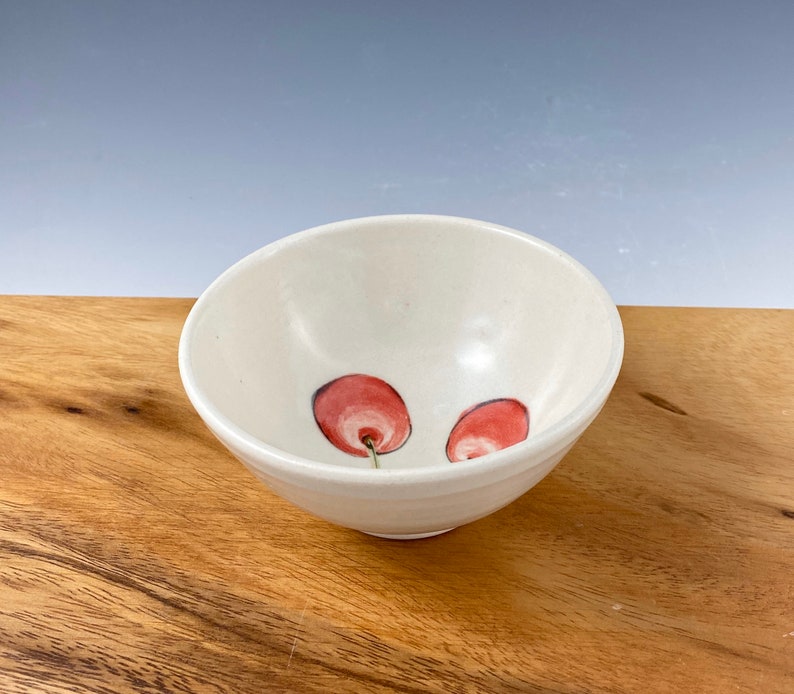 Small porcelain bowl hand painted with cherries image 5