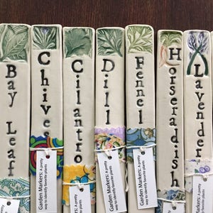 Herb Garden Markers, set of 6 / Garden Stakes, Ceramic garden markers made of porcelain image 3