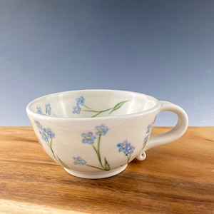 Porcelain Pottery Tea Cup with Forget Me Nots