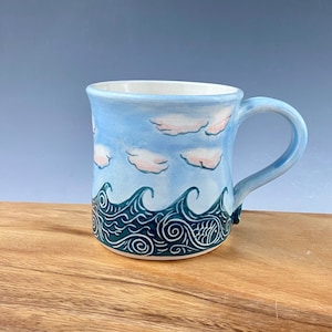 Waves Mug, Porcelain coffee cup