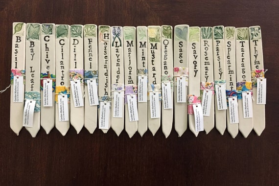 plant markers- READY TO SHIP You pick your set of 3 ceramic garden stakes Ceramic Herb & Vegetable Garden Markers 3 Plant Markers 