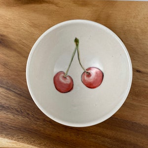 Small porcelain bowl hand painted with cherries image 10