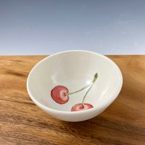 Small porcelain bowl hand painted with cherries image 3