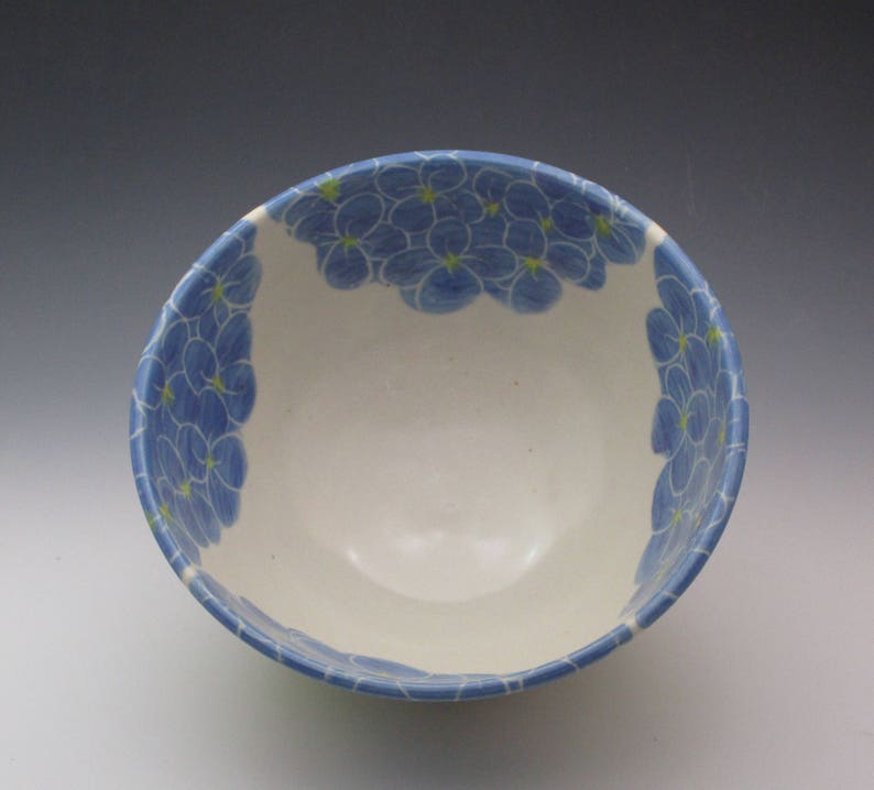 Pottery serving bowl ceramic bowl in hydrangea design