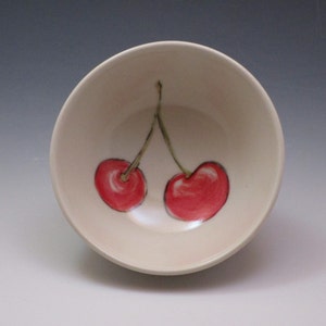 Small porcelain bowl hand painted with cherries image 7