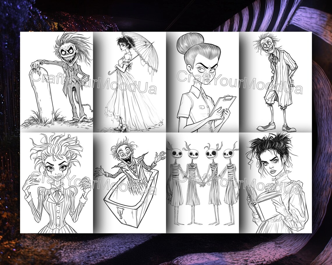 30 BEETLEJUICE Coloring Pages Adult and Kids Coloring Book, Printable PDF File, Instant Download ...