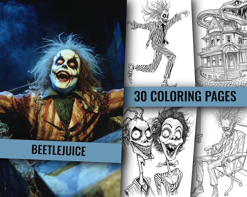 30 BEETLEJUICE Coloring Pages Adult and Kids Coloring Book, Printable ...