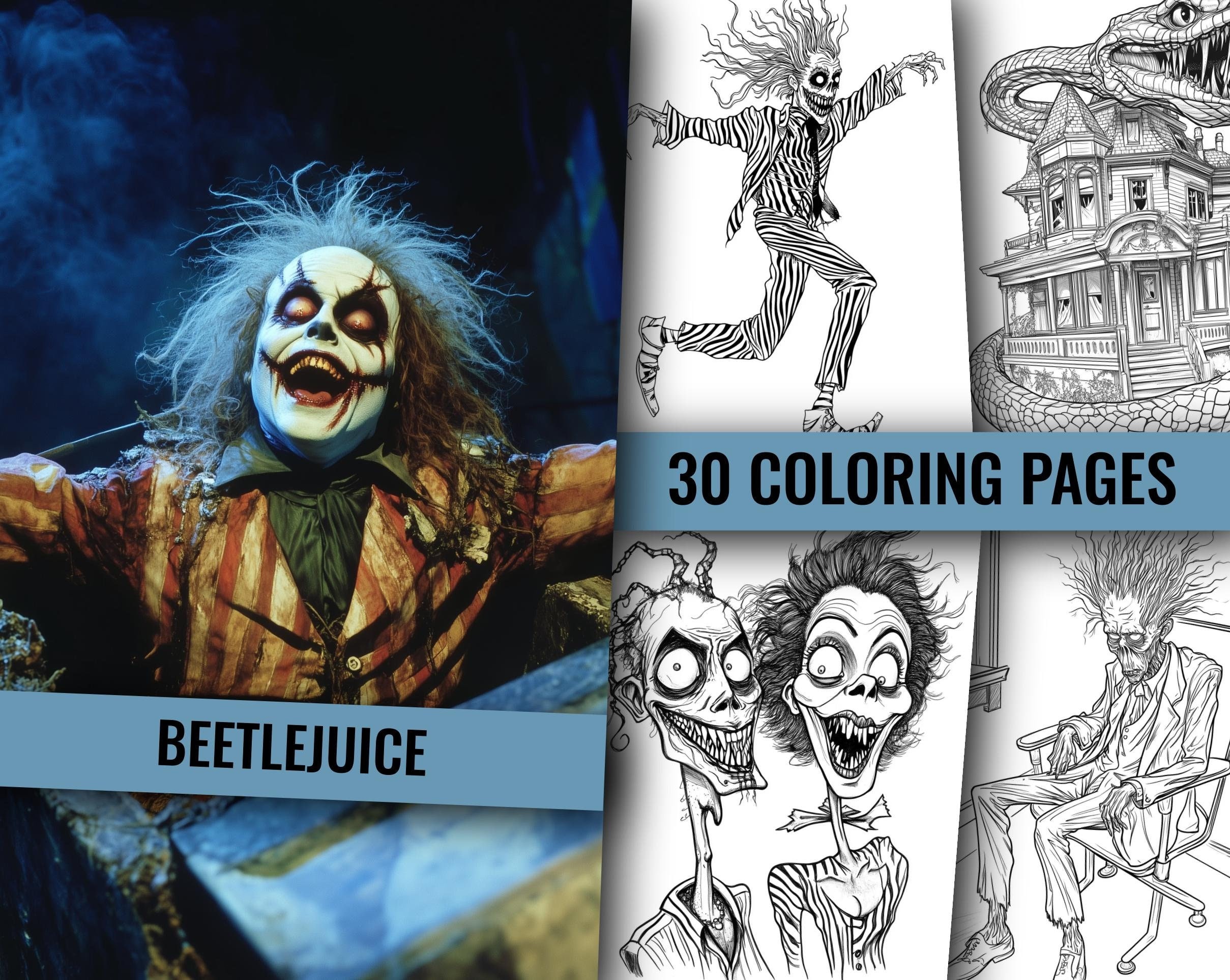 30 BEETLEJUICE Coloring Pages Adult and Kids Coloring Book, Printable ...