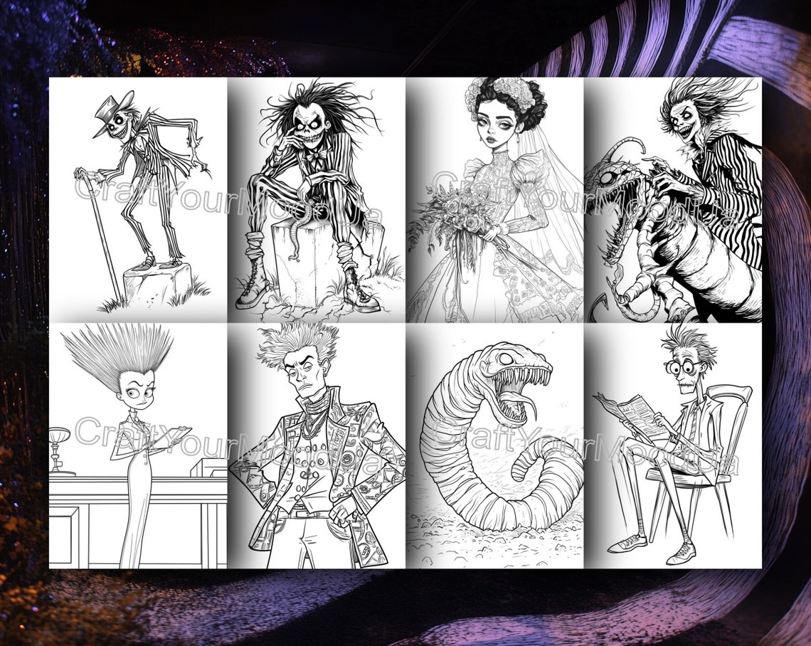 30 BEETLEJUICE Coloring Pages Adult and Kids Coloring Book, Printable ...