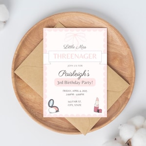 Little Miss Threenager Birthday Invitation Template