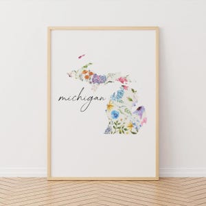 Missouri Blumen Karte, Landkarte der USA, Druckbare Karte, 50 US Bundesstaaten Karte, 20x20cm große Seen