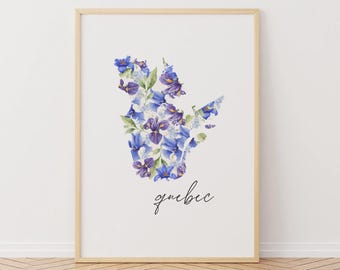 Quebec Provincial Flower Printable, Blue Flag Iris Wall Art, Digital Download, Canada Travel Gift, Iris Versicolor Flower Print Home Decor