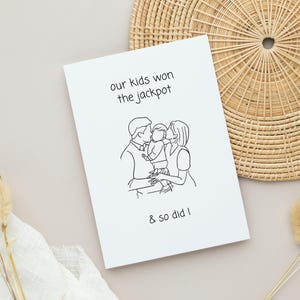 Biglietto d'auguri per la festa del papà "I nostri figli hanno vinto il jackpot e così ho fatto anch'io", design minimalista, download digitale, biglietto stampabile, regalo perfetto per i papà.