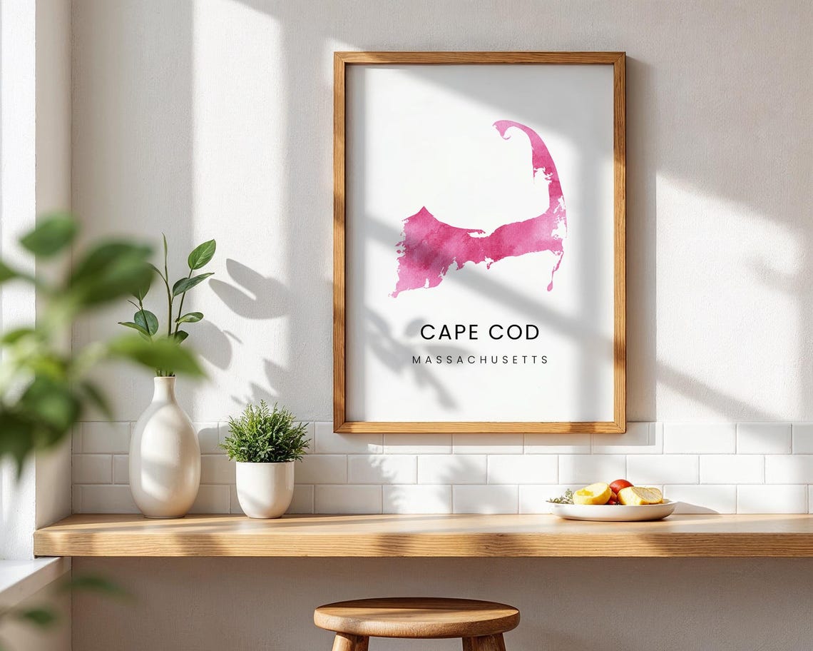 Cape Cod Wall Art | Digital Art Print | Travel Inspired Poster | Pink ...