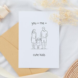 Biglietto d'auguri per la festa del papà "Tu + Io = Bambini carini" Design minimalista, download digitale, biglietto stampabile, regalo divertente per i papà da parte della mamma