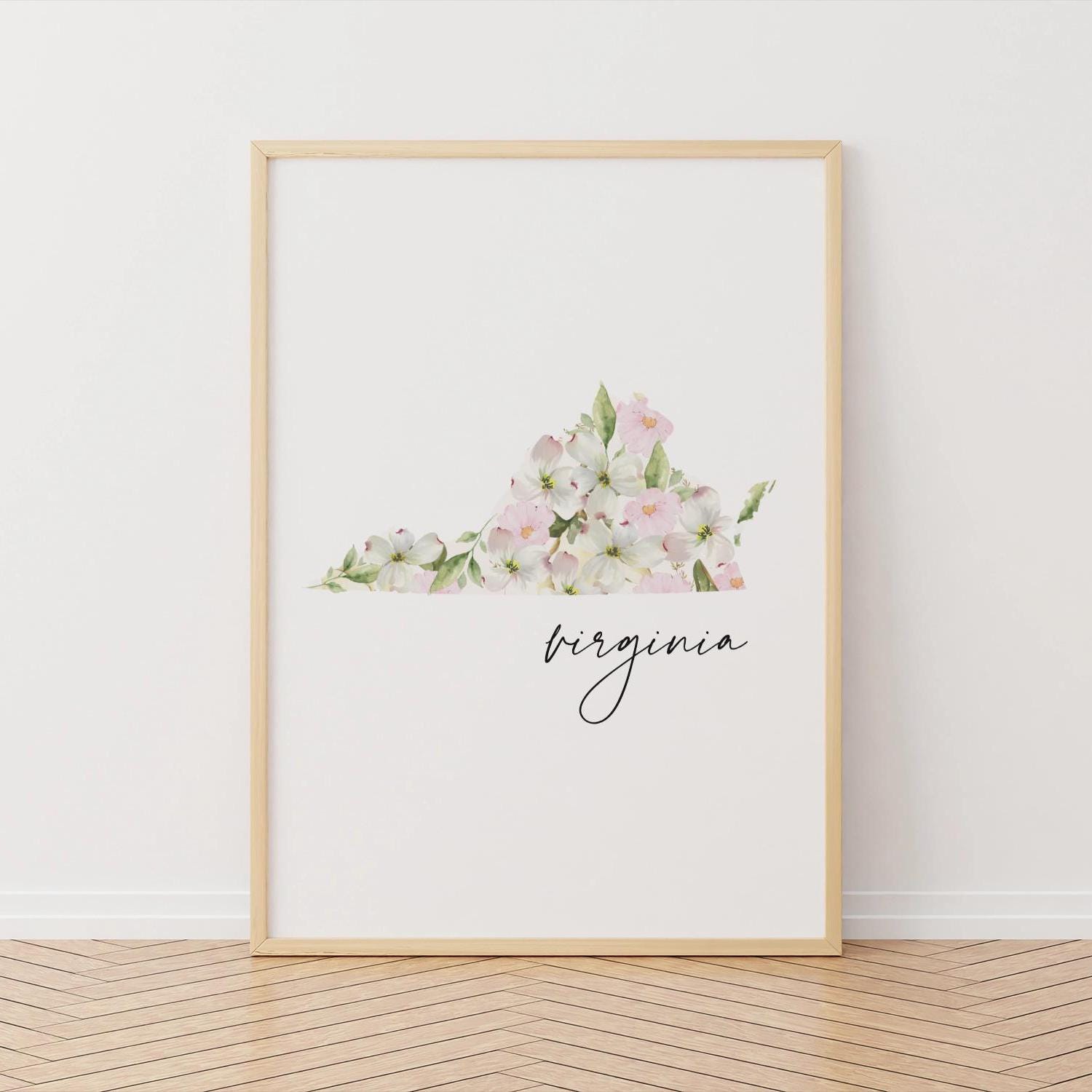 Virginia State Flower Printable, Flowering Dogwood, Digital Download, Old Dominion State Wall Decor, State Flower Print, Home Decor