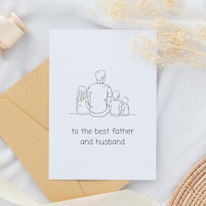 Carte de fête des pères « Au meilleur père et son mari », Design minimaliste, téléchargement numérique, carte imprimable, cadeau parfait pour les papas
