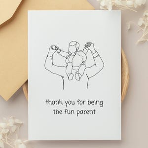 Biglietto d'auguri per la festa del papà "Grazie per essere un genitore divertente", design minimalista, download digitale, biglietto stampabile, regalo divertente per papà