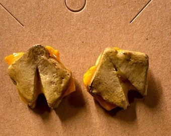 Handmade Grilled Cheese Stud Food Earrings | Polymer Clay Food Jewelry