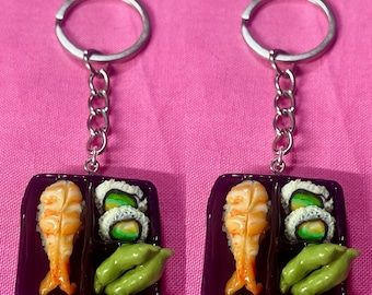 Realistic Food Keychain| Sushi Bento Box Keychain |Fun Keychains| Handmade Gift |Sushi Keychain| Unique Keychain |Cute Keychain