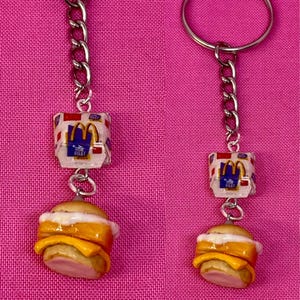 Miniature Food Keychain | McDonald’s Fish Filet Sandwich | Fun Keychains |Realistic Fake Miniatures | Handmade Gift | Fake Food | Miniatures