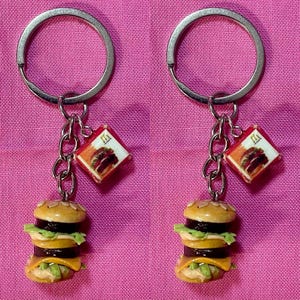 Miniature Food Keychain | McDonald’s Big Mac Food Keychain |Unique Keychain | Handmade Gift | Fake Food | Burger Keychain | Fun Keychain
