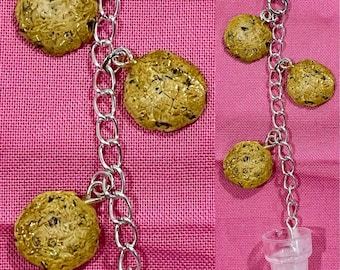 Food Phone Charm| Milk & Cookies Phone Charm |Realistic Fake Miniatures | Handmade Gift | Fake Food|Phone Decor | Dessert Phone Charm