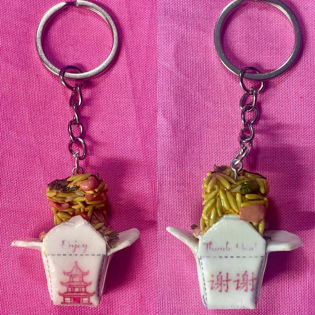 Realistic Food Keychain| Pork Fried Rice Keychain |fun Keychains ...