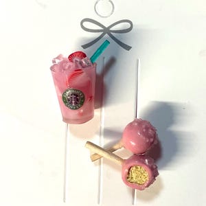 Food Pins| Starbucks Pink Drink Pins| Dessert Pin | Pastry Pin | Coffee Pin| Cake Pop Pin |Handmade Gift |Fun Pins | Unique Pins | Cute Pins