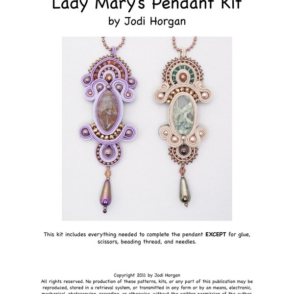 KIT - Soutache Embroidery - Lady Mary Pendant (PURPLE ONLY)