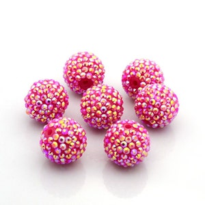5 ct Hot Pink Resin Rhinestone beads 22mm x 20mm