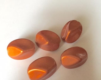 5ct Metallic Orange Acrylic Oblong Beads- approx 25mm