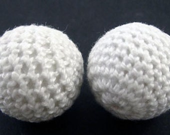 5ct White Crocheted Beads- 21mm