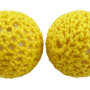 5ct Yellow Crocheted Beads 21mm
