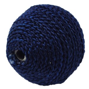 May include: A dark blue, round, woven ball made of rope. The ball has a hole in the center.
