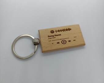 Spotify キーチェーン、Spotify コード キーリング、パーソナライズされた音楽木製キーリング、音楽ソング キーリング、パーソナライズされたキーチェーン、刻印入りキーチェーン
