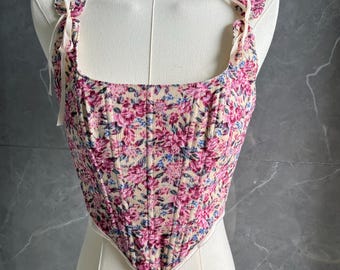 Floral Renaissance Lace-Up Corset | Adjustable Embroidery Floral Corset