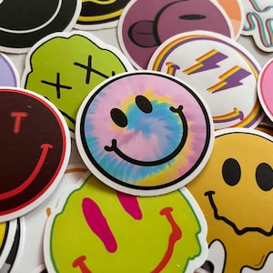 10 Smiley Sticker | Smiley Aufkleber Set | Sticker Gesichter | Smiley Geschenk