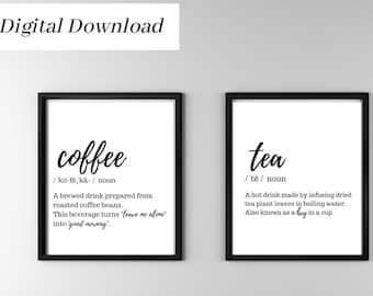 Coffee & Tea Printable Wall Art, Coffee Bar Wall Art, Tea Station Wall Art, Minimalist Wall Art