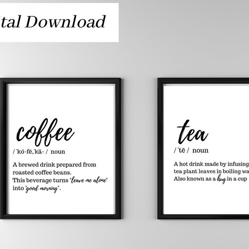 Coffee & Tea Printable Wall Art Coffee Bar Wall Art Tea - Etsy