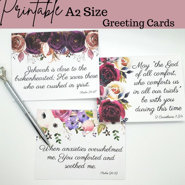 JW Printable Sympathy Greeting Card Bundle, Bible Verse Sympathy Cards