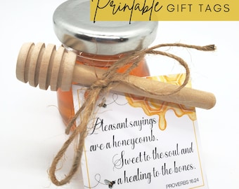 Printable JW Proverbs 16:24 Pioneer Gift Tags, Honey Instant Download Favor Tags