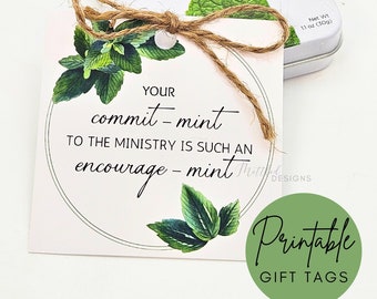Printable Mint Pioneer Gift Tags, Peppermint Instant Download Favor Tags