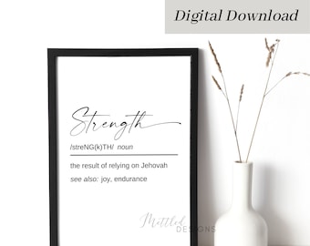 JW Printable Wall Art, Strength Definition Wall Art