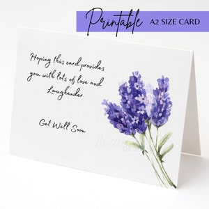 Carte imprimable Get Well Soon, carte de voeux d'encouragement, carte florale pour se sentir mieux