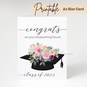 Tarjetas de felicitación de graduación florales imprimibles 2023, descarga digital Tarjeta de felicitación de graduación de juego de palabras divertido