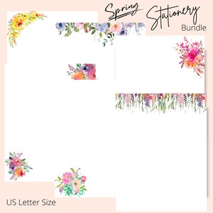 Unlined Spring Floral Stationery, Letter Writing Stationery, Printable Stationery