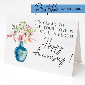 Tarjeta de felicitación imprimible de feliz aniversario, tarjeta de felicitación de descarga digital