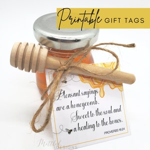 Printable JW Proverbs 16:24 Pioneer Gift Tags, Honey Instant Download Favor Tags