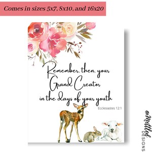 Nursery Bible Verse Wall Art, Floral Printable Wall Art, Kid's Room ...